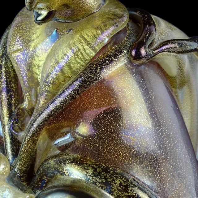 Gold Murano Vintage Iridescent Black Gold Italian Art Glass Mid Century Magi Wise Man Sculpture For Sale - Image 8 of 9