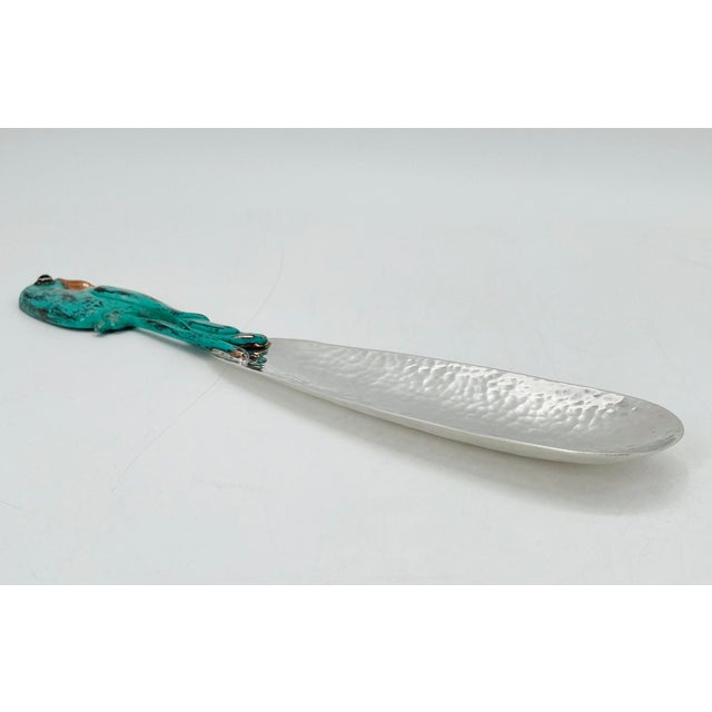 Metal 1980s Rare Emilia Castillo Taxco Parrot Silverplate & Verdigris Serving Utensils For Sale - Image 7 of 18