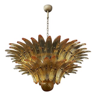 Murano Style Original Palm 58 Amber Glasses Chandelier For Sale