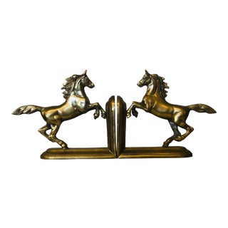 Vintage Brass Horse Bookends - a Pair For Sale