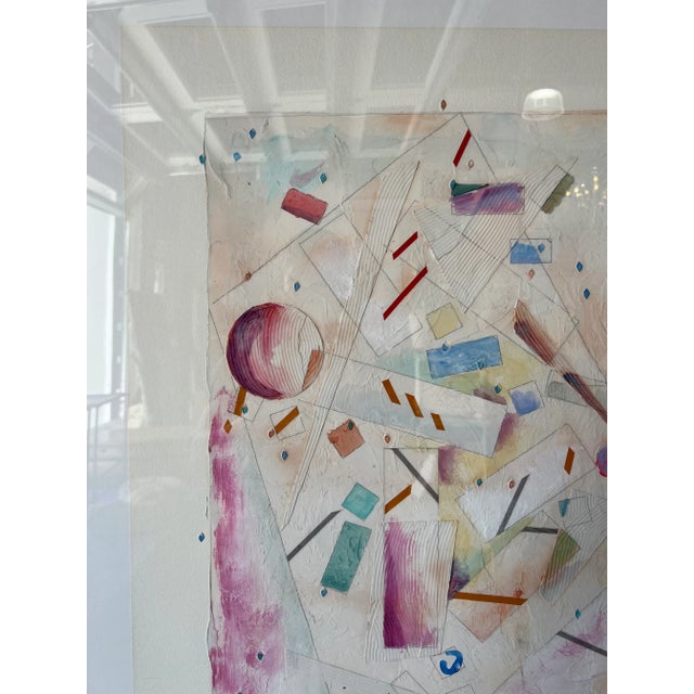 1980's Mary Cassilly " Two Step " Mixed Media Collage Abstract Painting For Sale In Miami - Image 6 of 13