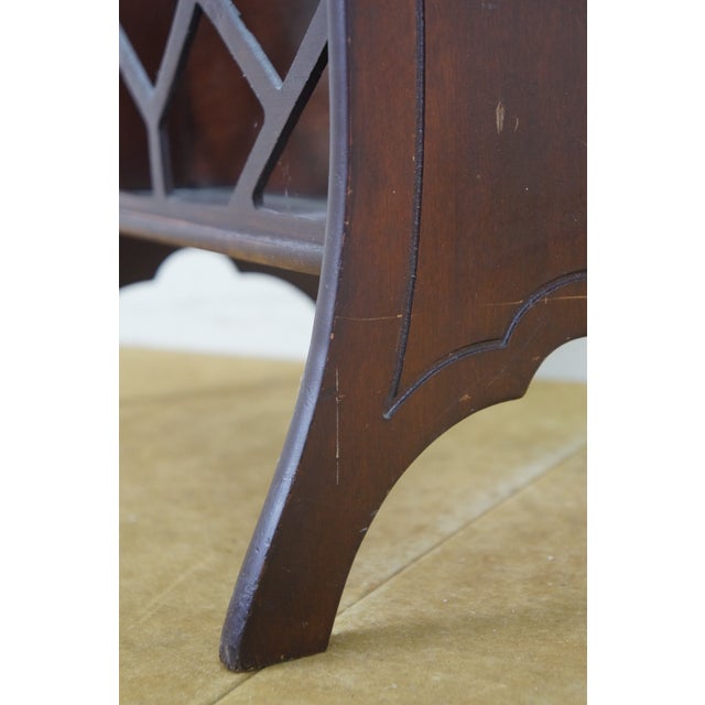 Mid 20th Century Butler Mahogany #766 Faux Bamboo Lattice Magazine Rack Holder 18" For Sale - Image 11 of 14