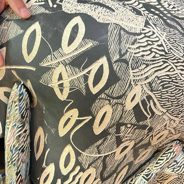 White Massive Mid-Century Modern Sgraffito Ceramic Floor Vase For Sale - Image 8 of 12