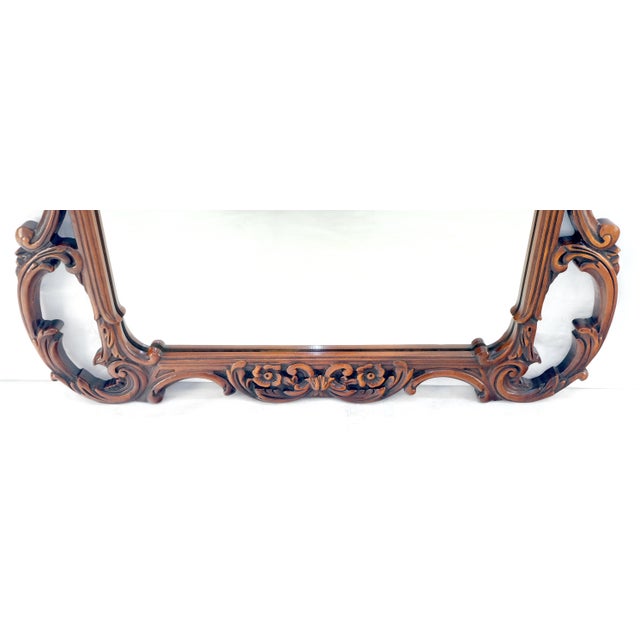 Very Fine c1940s Pierced Carved Mahogany Chippendale Style Wall Mirror MINT For Sale - Image 6 of 14