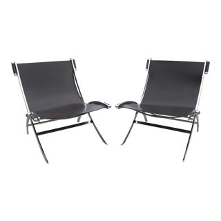Modern Antonio Citterio for Flexform Italy Leather Sling 'Timeless' Chair- a Pair For Sale