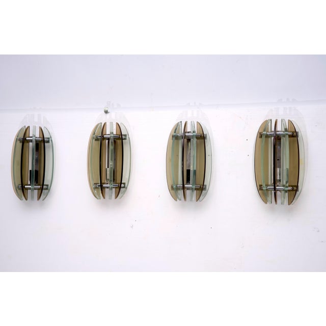 Thick Glass Sconces from Veca, Italy, 1960s, Set of 4 For Sale - Image 12 of 14