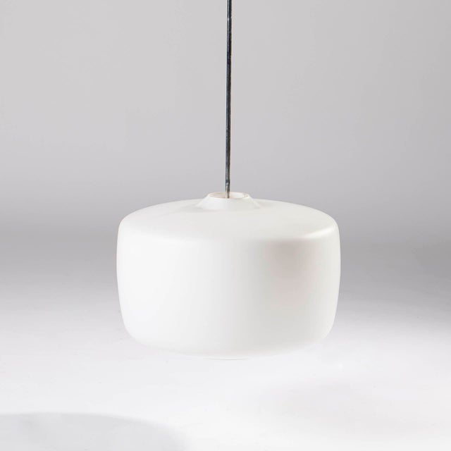 Big Pendant Lamp in White Glass by Valsske Mezirici, Czechoslovakia, 1960s For Sale - Image 4 of 8