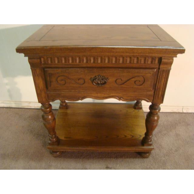 1980s Vintage Ethan Allen Solid Oak Night Stand Chairish