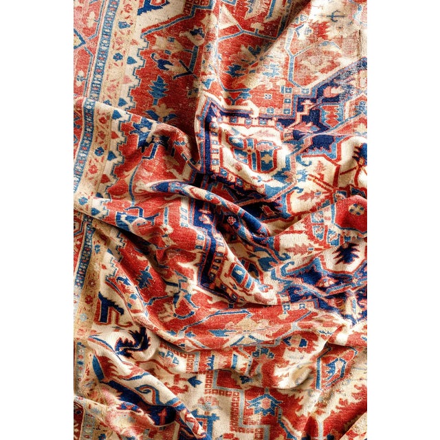 Antique Persian Heriz Serapi Area Rug For Sale - Image 6 of 9