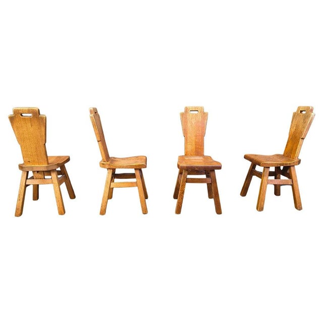 Vintage Brutalist Oak Chairs, 1970s, Set of 4 For Sale - Image 13 of 13