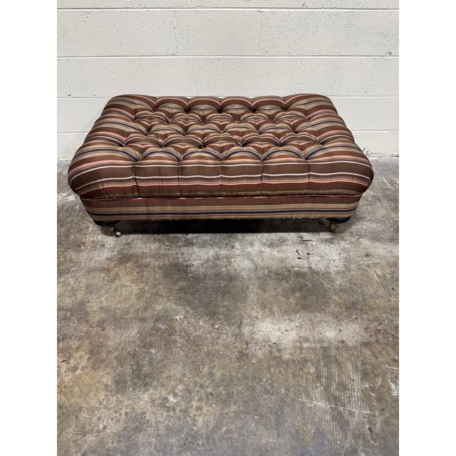 Traditional Vintage Lee Industries Tufted Ottoman For Sale - Image 3 of 8