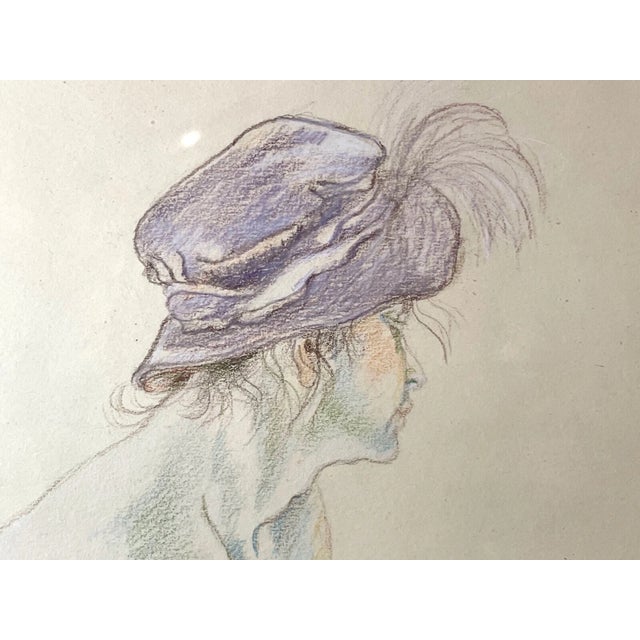 Vintage 1971 Original Leslie Bowen Nude Lady Woman Pencil Crayon Drawing Sketch For Sale - Image 13 of 14