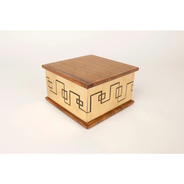 Square Decorative Box in Solid Brass and Wood, Italy, 1970s For Sale - Image 3 of 12