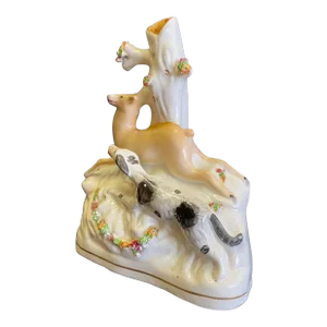 Staffordshire Spill Vase of Dog and Deer