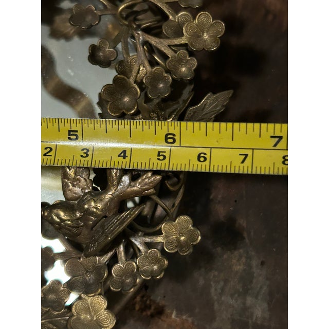 Vintage Petites Choses Dresden Style Brass Hummingbird Wreath Mirror For Sale - Image 4 of 8