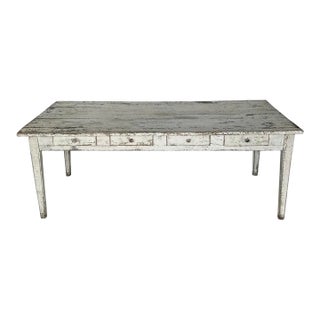 19th Century French Painted 8 Drawer Farm Table For Sale