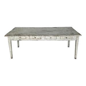 19th Century French Painted 8 Drawer Farm Table