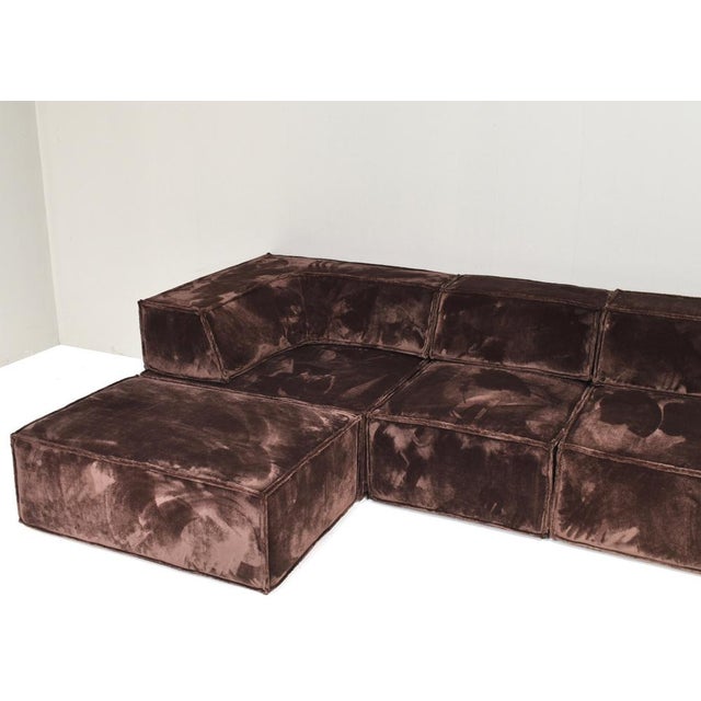 Trio Sectional Sofa in Chocolate Brown Velvet with New Upholstery from Cor, 1972, Set of 10 For Sale - Image 13 of 18