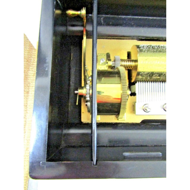 Swiss Ebonized Wood Trim Burl Walnut and Maple Inlaid Music Cylinder Box 1890s For Sale - Image 11 of 17