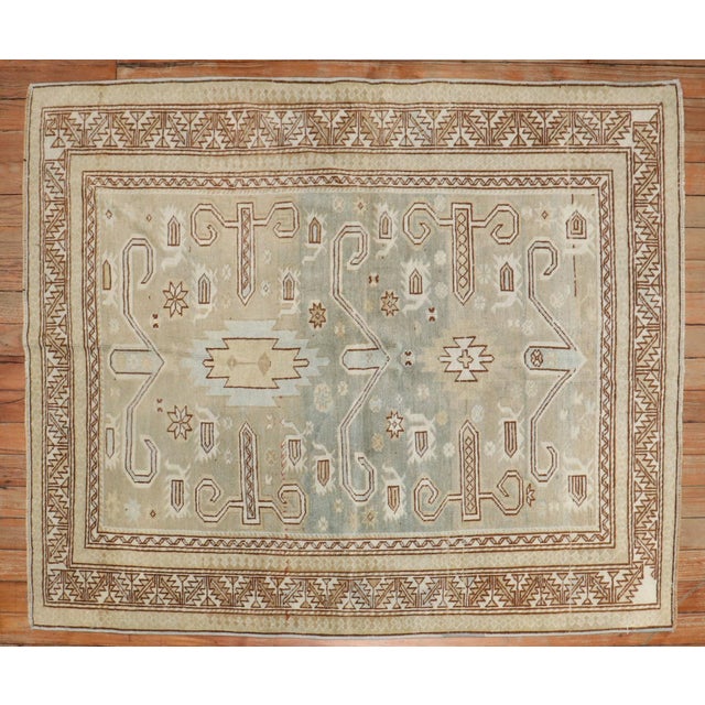 Early 20th Century Light Green Perpedil Rug - 3'3" x 4'2" For Sale - Image 4 of 8