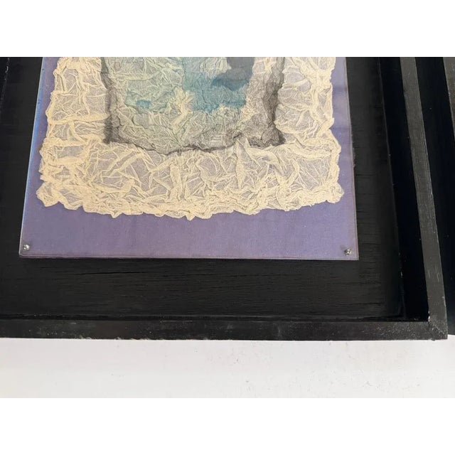 Sierra V, Crumpled Paper in the Style of Ladislas Kijno, 1970s, Paper Artworks, Framed, Set of 2 For Sale - Image 6 of 9