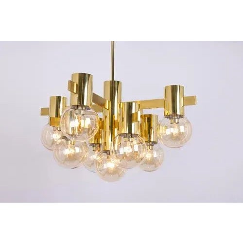 Large German Brass Chandelier, 1960s For Sale - Image 12 of 13