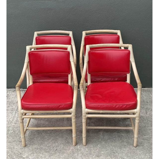 This exceptional set of four vintage dining chairs by McGuire exemplifies the brand's legendary mastery of natural...