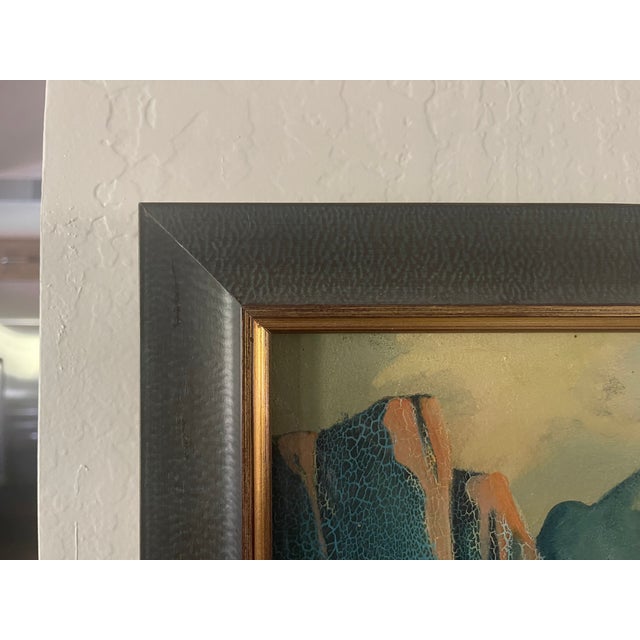 Textile 1930s California Impressionist W.P.A.Western Landscape Oil on Canvas - Reframed For Sale - Image 7 of 8