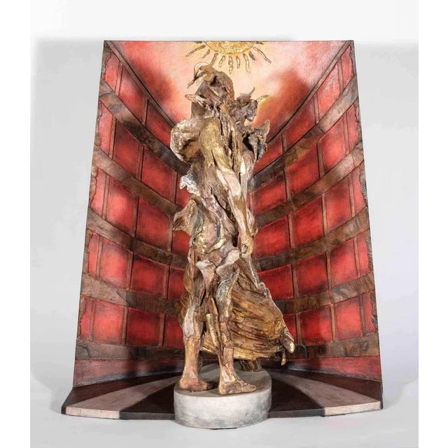 Contemporary Lorenzo Serval, Theater of Icarus, 1999, Gold-Leaf & Wood Sculpture For Sale - Image 3 of 4