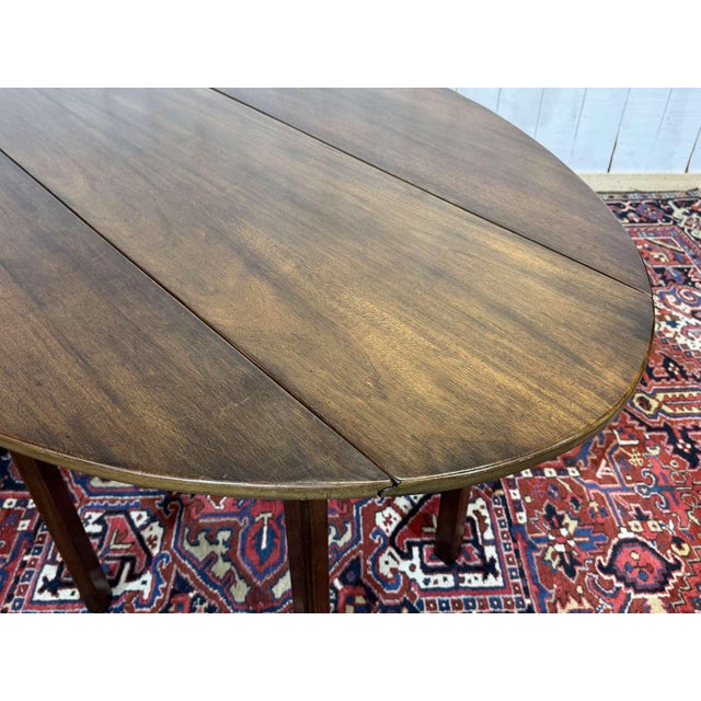 English Drop-Leaf Mahogany Gateleg Table, 1950s For Sale - Image 12 of 14