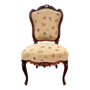 19th Century Antique Louis XV Style Walnut Carved Side Chair