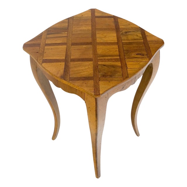 Italian Parquetry Inlaid Olive Wood Side End Plant Lamp Stand Table For Sale