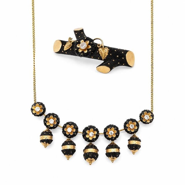 19th Century Choker and Brooch in 18k Gold and Diamonds, Set of 2 For Sale - Image 9 of 9