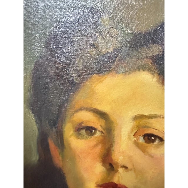 1948 Jan Korthals Dutch Portrait of a Woman Oil Painting For Sale In Chicago - Image 6 of 7