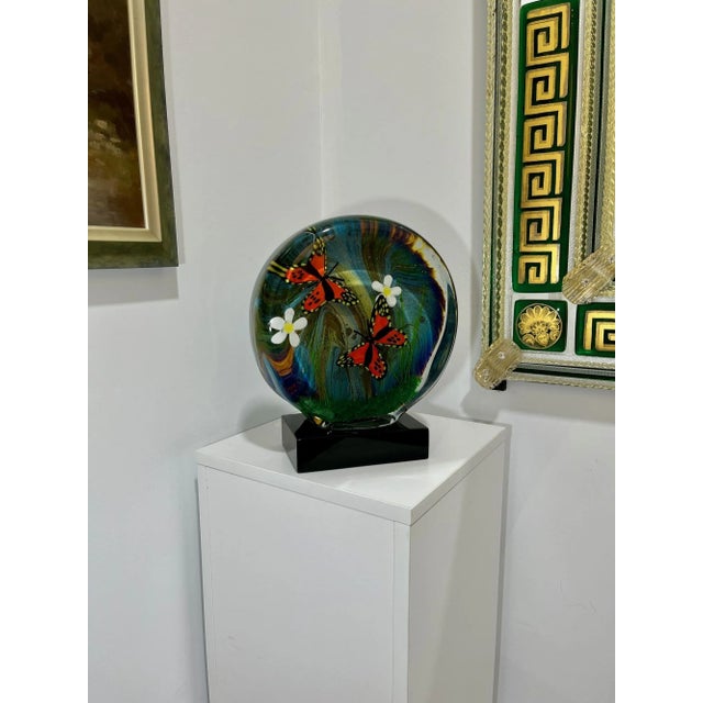 This beautiful terrarium with butterflies was created by one of the top glass masters in Murano, Italy. Very large and...