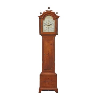 Riley Whiting Early 1800s American Grandfather Clock With Woodworks Movement For Sale