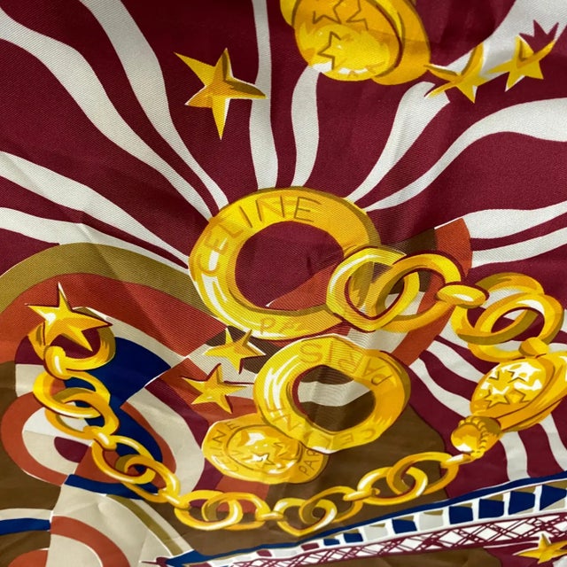 1990s Vintage Large Silk Foulard by Celine Paris For Sale - Image 6 of 12