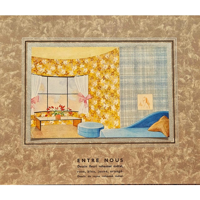 1934 Set of 5 - Art Deco French Interior Sitting Room Decor Prints For Sale In New York - Image 6 of 6