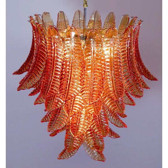 Italian Chandelier with Leaves in the style of Barovier & Toso For Sale - Image 15 of 18