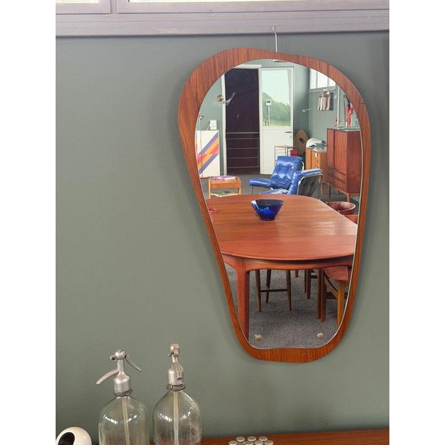 Organic Shaped Teak Wood Mirror For Sale - Image 4 of 4