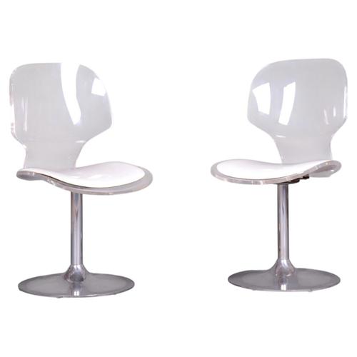 Mid-Century Modern Chairs in Chromed Steel and Acrylic Glass, Czech, 1960s, Set of 2 For Sale - Image 9 of 9