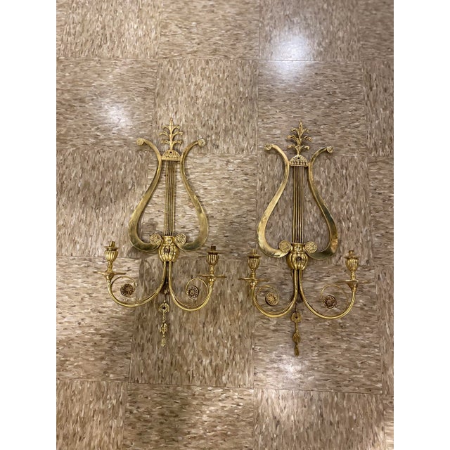 1920’s Caldwell Lire Shaped Sconces - A Pair For Sale - Image 10 of 10