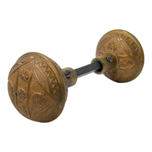 1880s Antique American Bronze Door Knobs. A Pair.