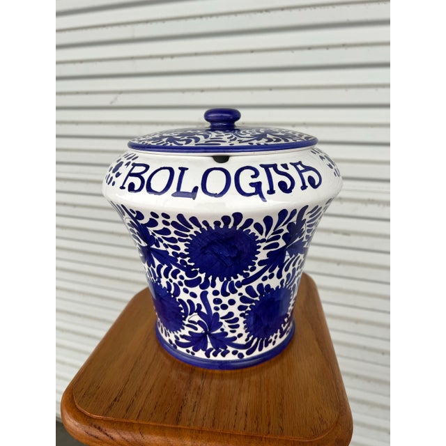 1960s 1960s Cherry Jar Vintage Large Ceramic / Blue & White & Ladle -2 For Sale - Image 5 of 9