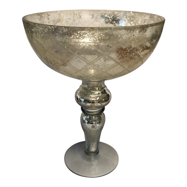 1960s Contemporary Mercury Glass Footed Bowl For Sale