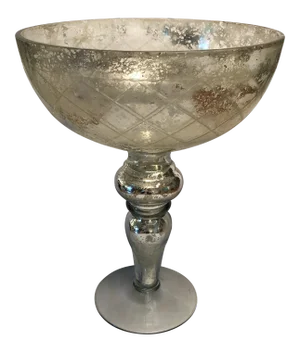 1960s Contemporary Mercury Glass Footed Bowl