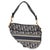 Christian Dior Blue Oblique Embroidered Medium Saddle Bag For Sale - Image 4 of 8