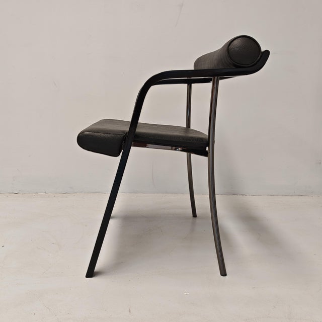 Vintage Black Armchairs with Armrests, 1980s, Set of 4 For Sale - Image 4 of 18