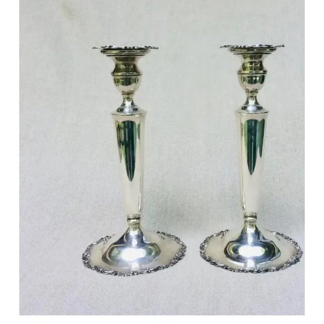 Pair of Antique Convertible Sterling Silver 3-Light Georgian Revival Candelabra, Circa 1950 For Sale - Image 15 of 18