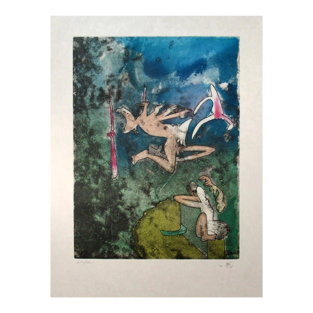 Roberto Matta "Centre Noeuds" Planche #1 1974 Original Print For Sale